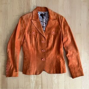 Danier suede jacket blazer orange Medium